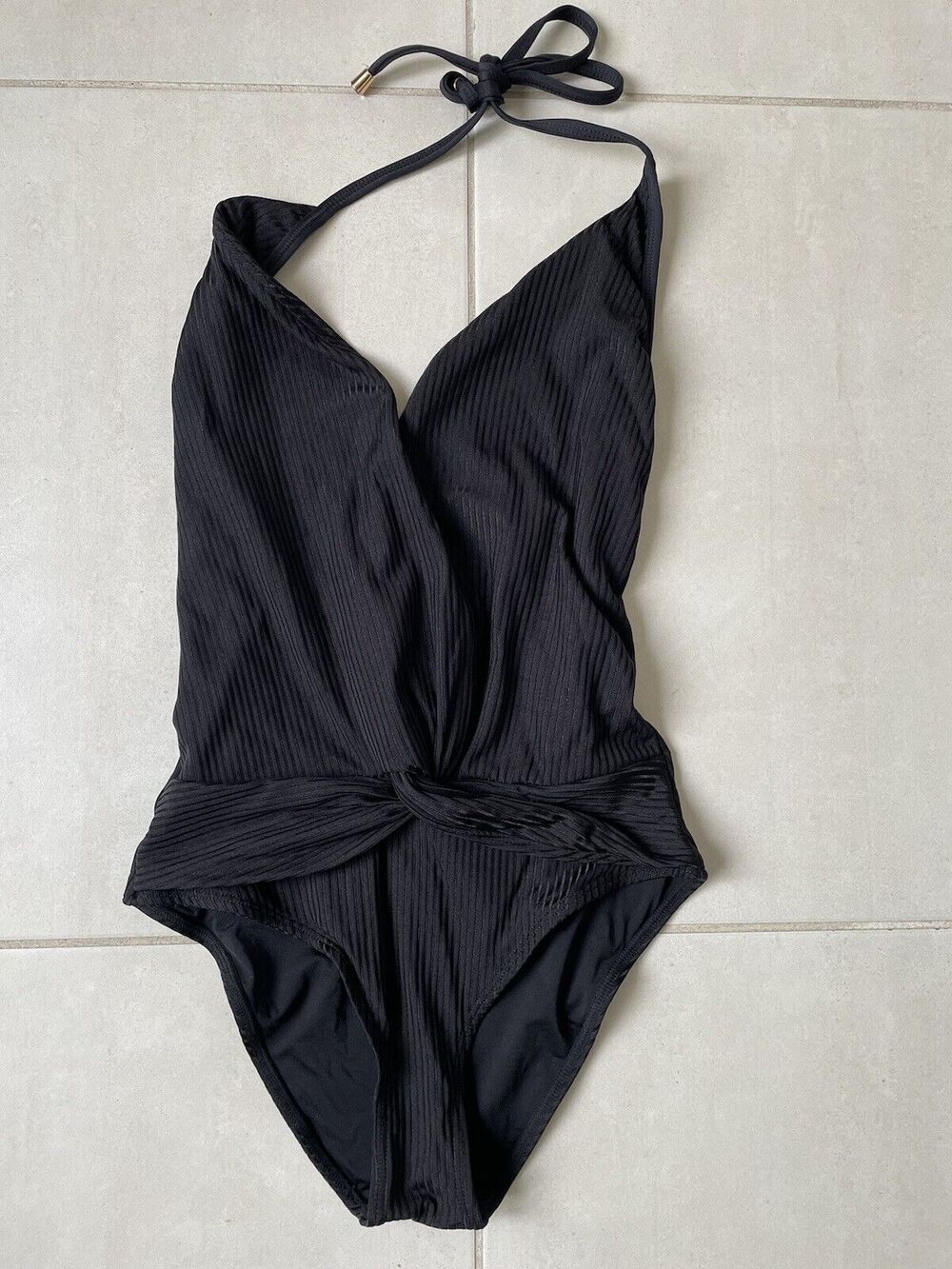 Kenny Flowers Swim One Piece Swimsuit V Halter Mykonos Ribbed